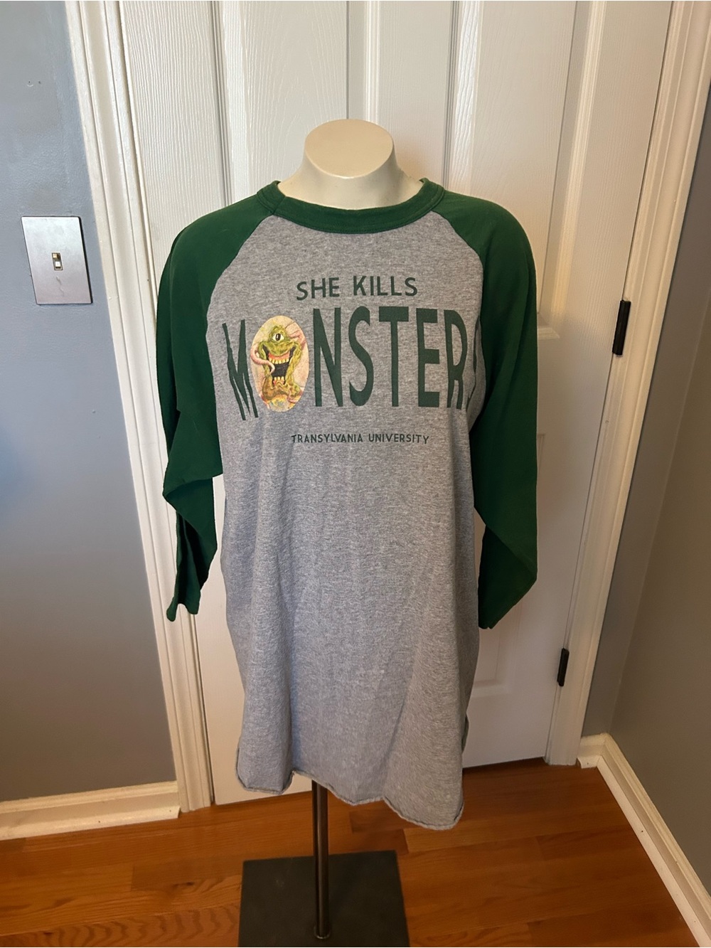 Augusta Sportswear Gray Tee with Green Collar